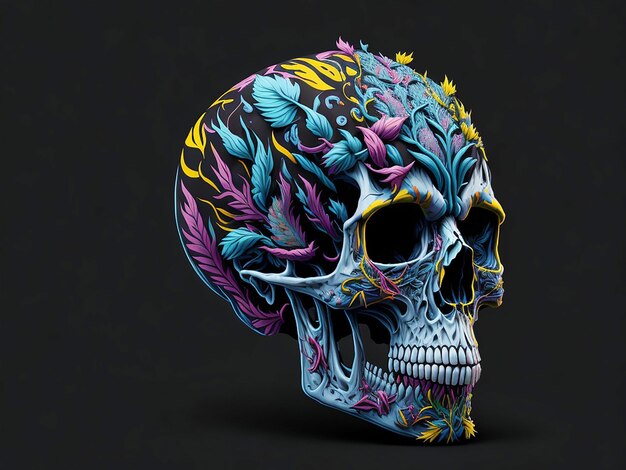 Un detalle de un ai generativo Dead Colorful Skull