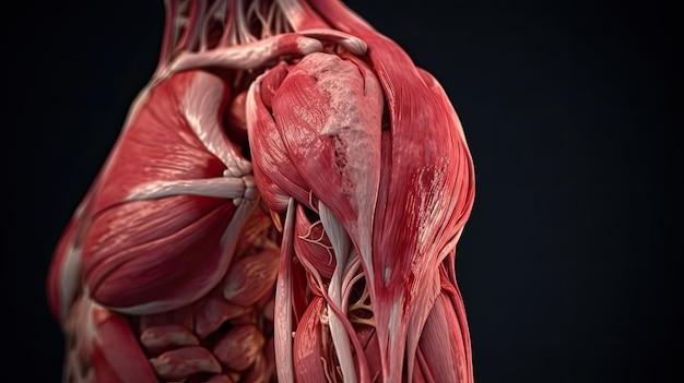 Detalle de la anatomía humana de las arterias musculares del hombro