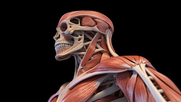 Foto detalle de la anatomía humana de las arterias musculares del hombro