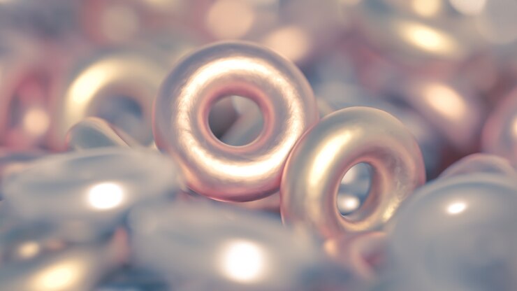 Foto detalle de anilla de fondo metálico. ilustración 3d, renderizado 3d.