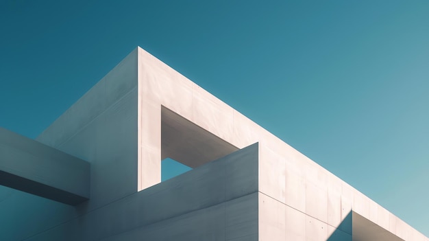 Foto detalle arquitectónico sereno y minimalista en una estructura moderna donde la luz y la sombra se mezclan formando una cautivadora composición abstracta