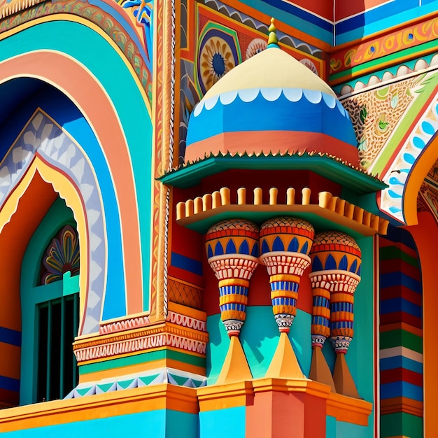 Detalle de colores vivos de una mezquita en Sudán Ai generativo