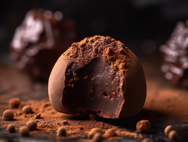 El detalle decadente de una trufa de chocolate