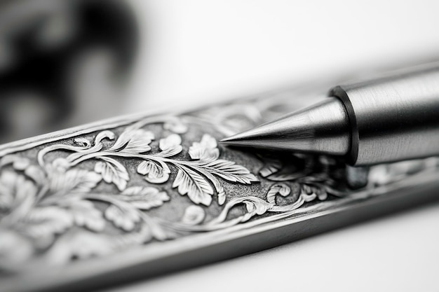 Detalle de grabado intrincado en una herramienta de pulsera decorativa