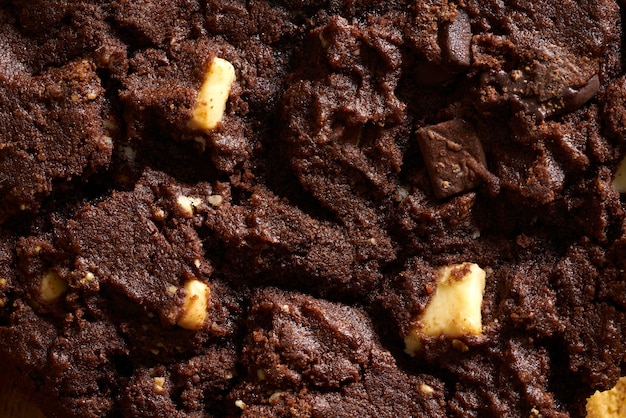 Detalle de macro de primer plano de galleta de chocolate