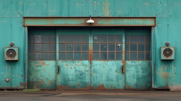 Detalle de madera Edificio Línea verde Fondo azul Ilustraciones en HD