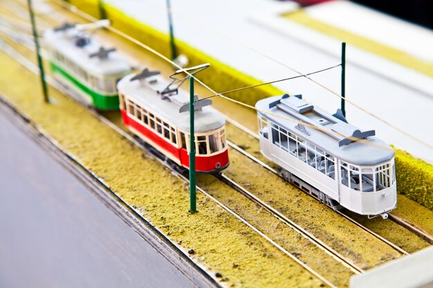 Detalle de maquetas de trenes: concepto de colección