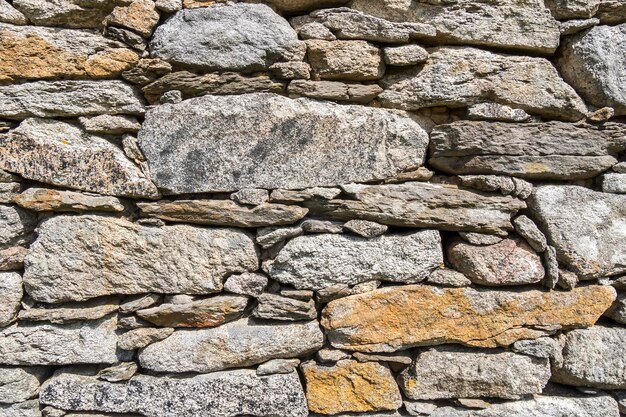 Detalle de un muro de piedra en una ciudadela en ruinas