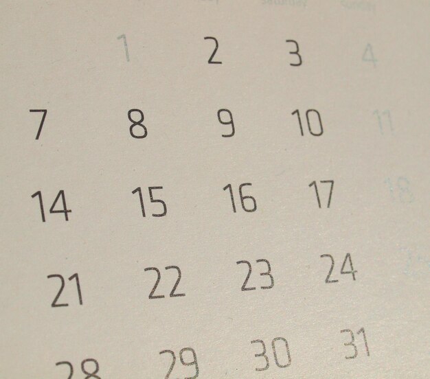 Detalle de la página del calendario