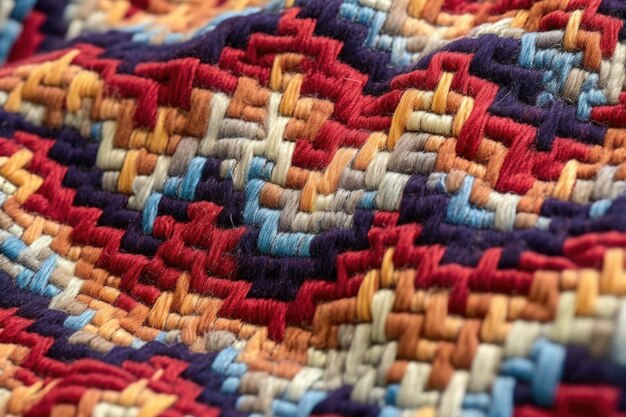 Detalle de un patrón de tapicería tejido a mano creado con ai generativo