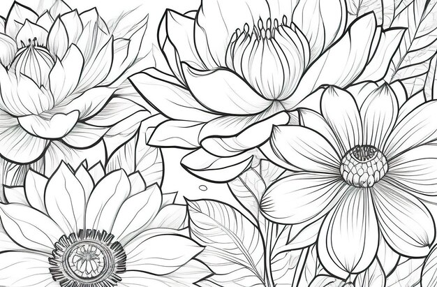 Foto detalle de primer plano del patrón floral en blanco y negro