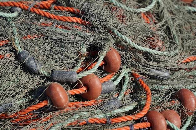 Foto detalle de red de pesca de pescadores