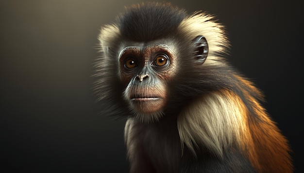 Detalle retrato mono vervet animal AI generado