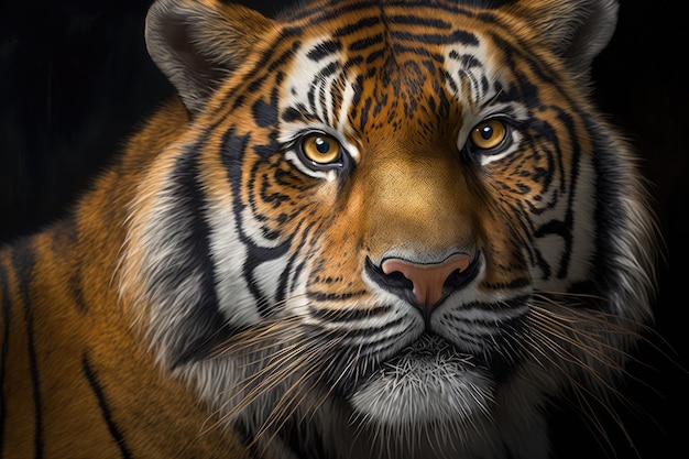 Detalle retrato de un tigre siberiano Panthera tigris altaica