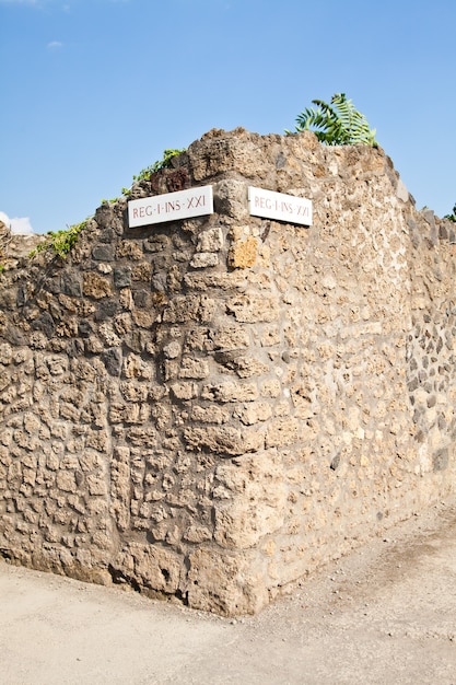 Detalle del sitio de Pompeya. La ciudad de fue destruida y completamente enterrada durante una larga erupción catastrófica del volcán Vesubio.