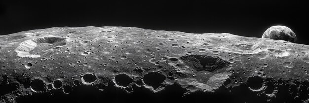 Detalle de la superficie negra y blanca de la Luna