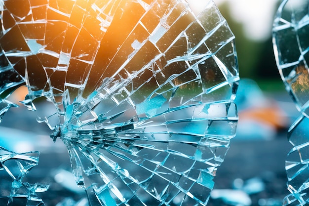 Detalle de un vaso roto por una piedra