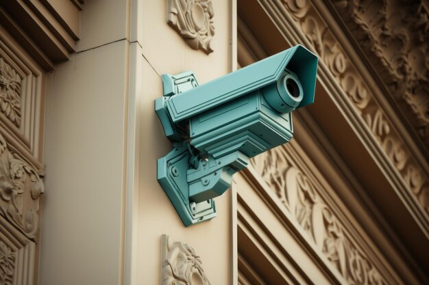 Detalle de vigilancia Fascinación de la fachada con cámara de seguridad en formato AR 32