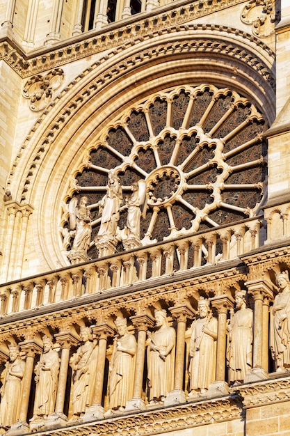 Detalles de la catedral de Notre Dame de Paris, Francia.