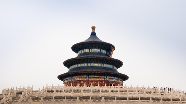 Detalles de fachadas y techos, Templo de Haven en Beijing. Palacio imperial en China.