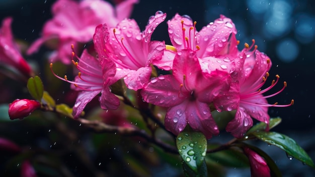 Detalles de la flor Una imagen cercana a la naturaleza de delicados pétalos y gotas de lluvia en las flores