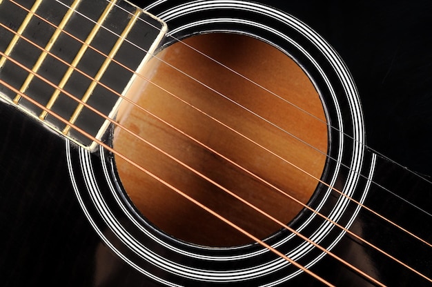 Detalles de guitarra clásica de cerca Foto de estudio