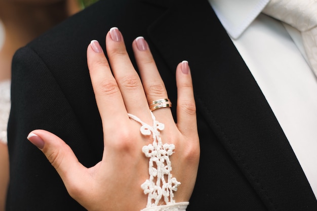 Detalles hermosos de la boda de la novia como fondo