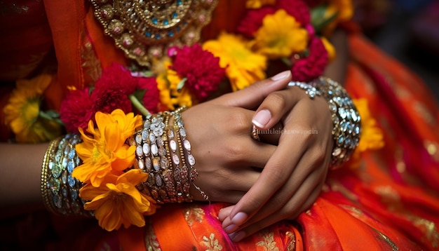 Foto los detalles intrincados de las joyas tradicionales de maharashtra usadas durante gudi padwa