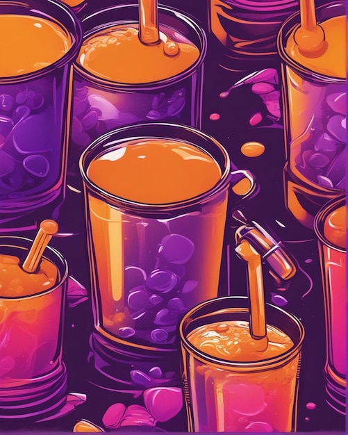 Foto detalles de jugo de naranja perdidos en el fondo del té de burbujas diseño de camiseta diseño de streetwear vec profesional