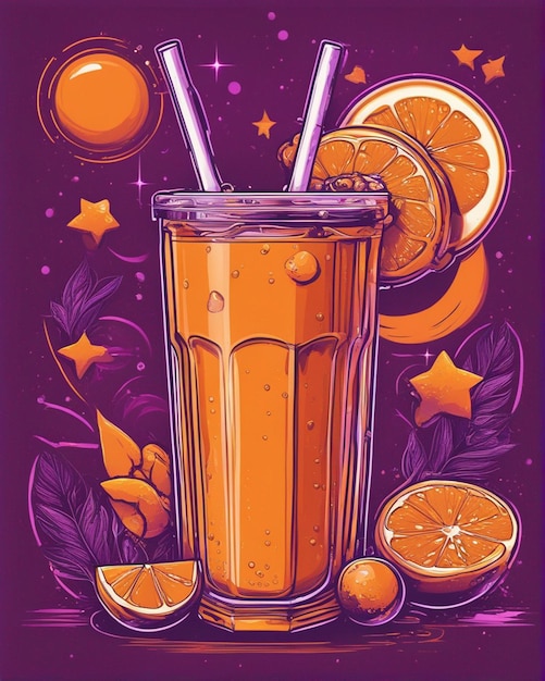 Foto detalles de jugo de naranja perdidos en el fondo del té de burbujas diseño de camiseta profesional de diseño de ropa de calle
