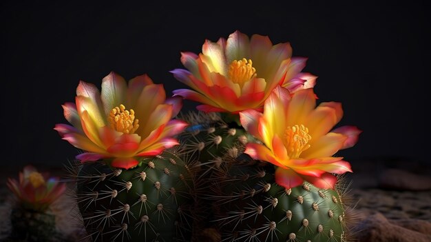 Detalles en primer plano de un cactus Generative Ai