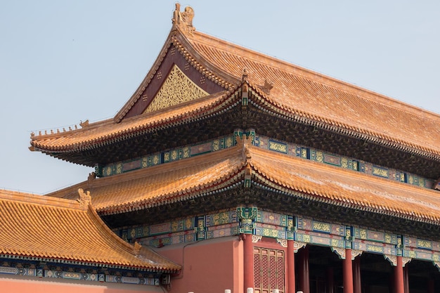 Detalles del techo y tallas en la Ciudad Prohibida en Beijing