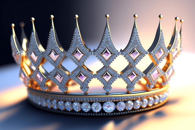 Detalles de tiara de plata con diamantes Corona dorada con joyas Joyas brillantes princesa reina