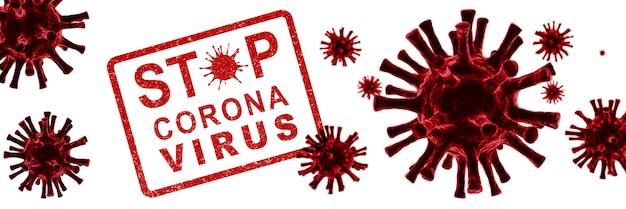 Detener el concepto de riesgo de pandemia de fondo del virus corona ilustración 3D