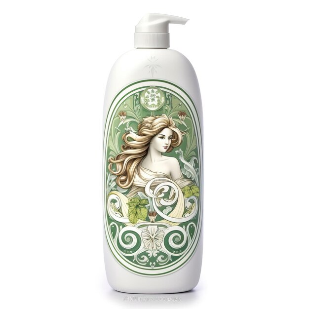 Detergente de estilo art nouveau con fondo blanco