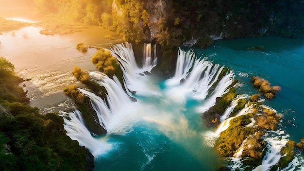 Detian cai em Guangxi, na China, e Banyue cai no Vietnã.