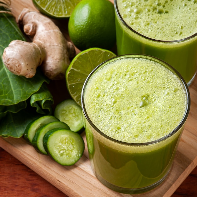 Detox de jugo verde de cerca