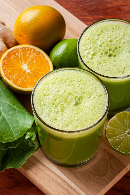 Detox de jugo verde de cerca