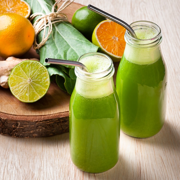 Detox de jugo verde de cerca