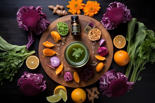 Foto detox_juice_ingredients_arranged_in_a_mandalace409_block_0_1jpg