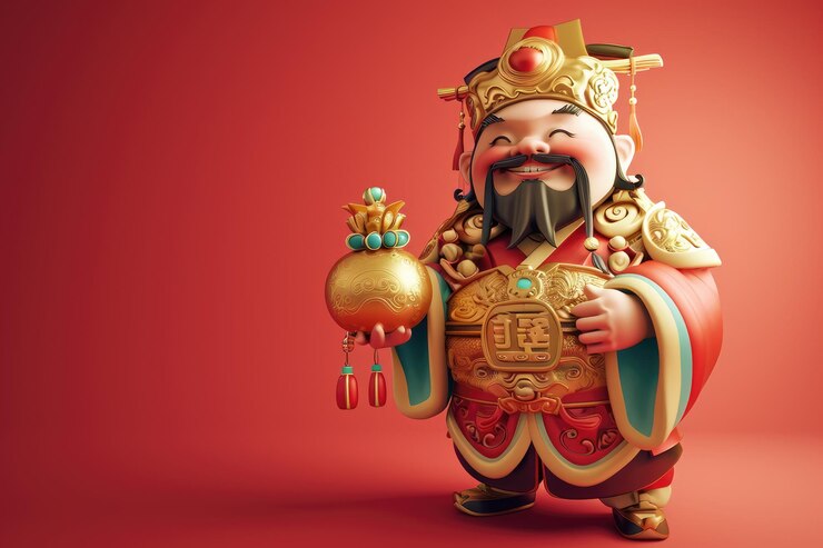 Foto deus da riqueza 3d festival de ano novo chinês tradução de texto chinês ouro e riqueza