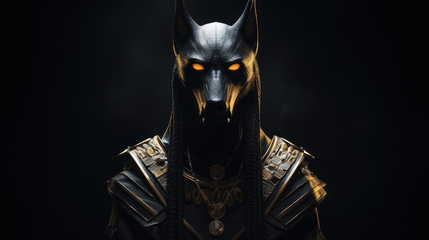 Deus egípcio Anubis corpo humano cabeça de lobo