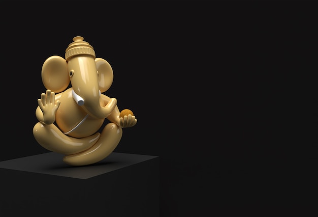 Deus hindu Ganesha estátua - hindu religião Festival conceito elefante. Ilustração 3D Render.