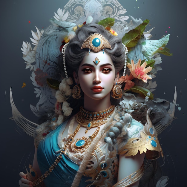 Foto deus hindu, o senhor krishna, lindo e realista.