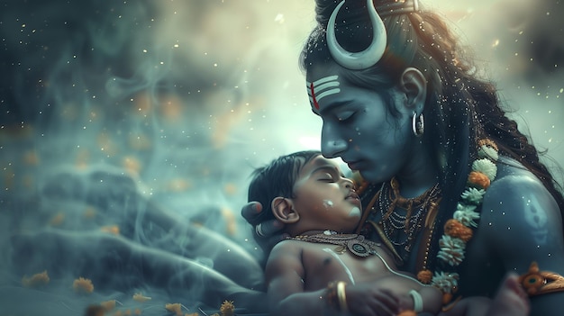 Foto deus shiva abraçando um bebê