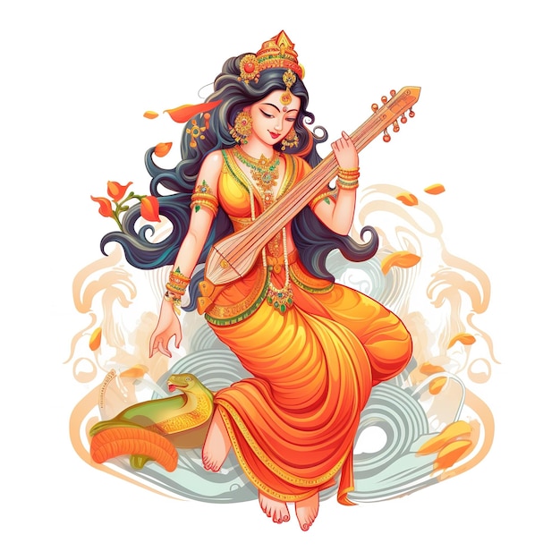 Deusa da Sabedoria Saraswati para Vasant Panchami Generative ai