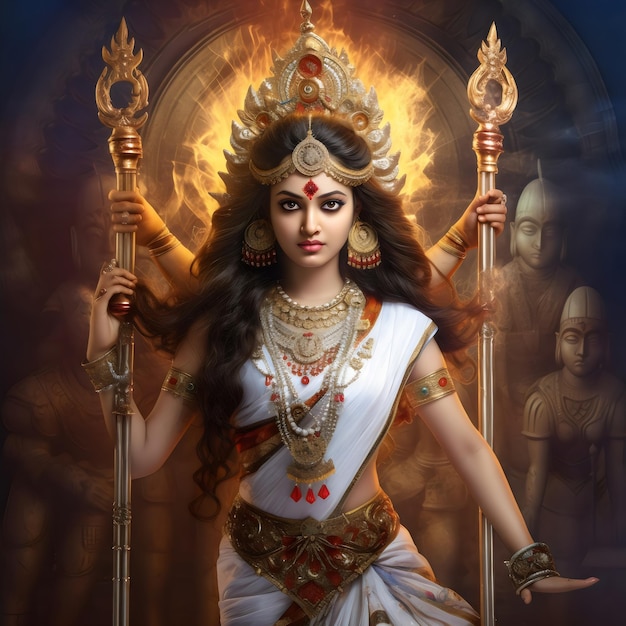 Deusa hindu Durga gerada por Ai