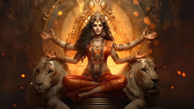 Deusa hindu Durga gerada por Ai