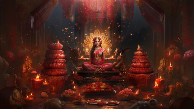 Foto deusa lakshmi maa lakshni devi lakshmin imagens de ia maa lakhmi imagens reais laksh mi imagens de diwali