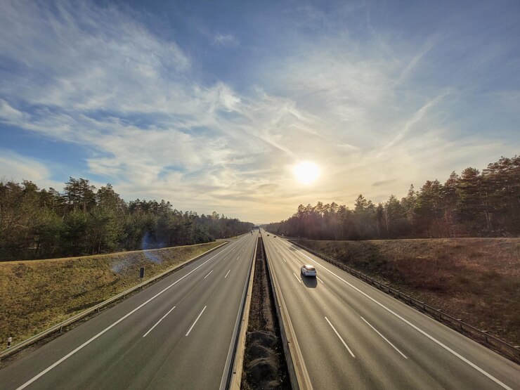 Foto deutsche autobahn während der covid-19-einschließung
